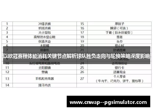 以欧冠赛程体能消耗关键节点解析球队胜负走向与轮换策略深度影响